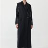 ST. AGNI Pinstripe Maxi Coat - Black | Jackets