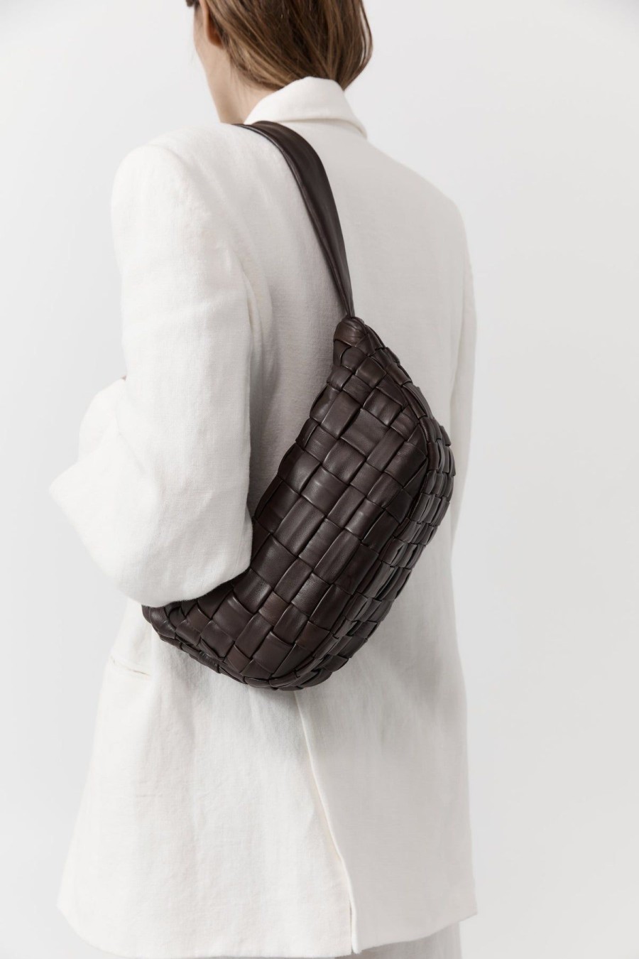 ST. AGNI Textured Crescent Bag - Chocolate | Bags