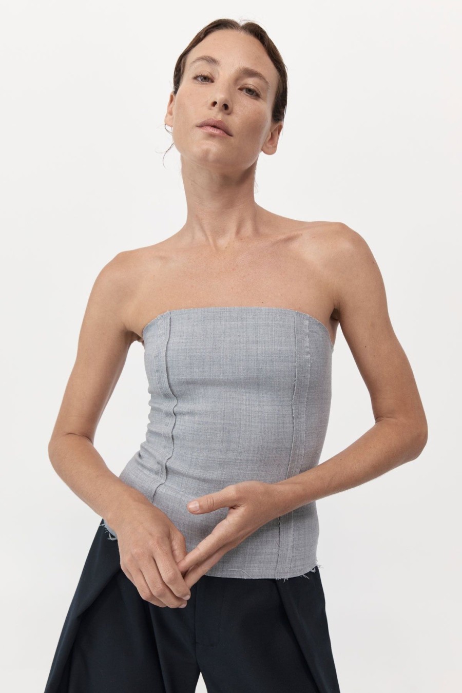 ST. AGNI Bustier Top - Grey Heather | Tailoring