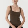 ST. AGNI Square Neck Knit Singlet - Kelp | Singlets