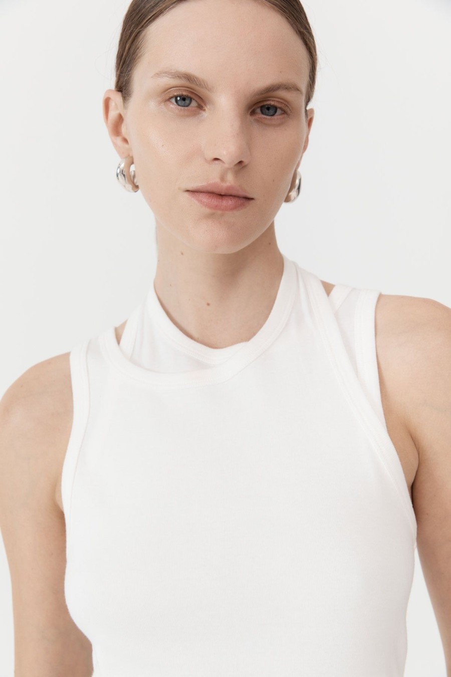 ST. AGNI Organic Cotton Layered Tank - White | Singlets