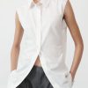 ST. AGNI Cotton Belted Sleeveless Shirt - White | Shirts