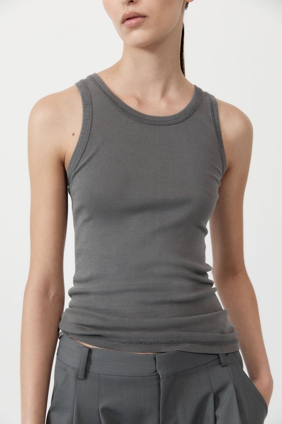 ST. AGNI Organic Cotton Singlet - Pewter Grey | Singlets