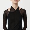 ST. AGNI Semi Sheer Loop Top - Black | Tops