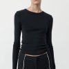 ST. AGNI Organic Cotton Long Sleeve Top - Black | Tops