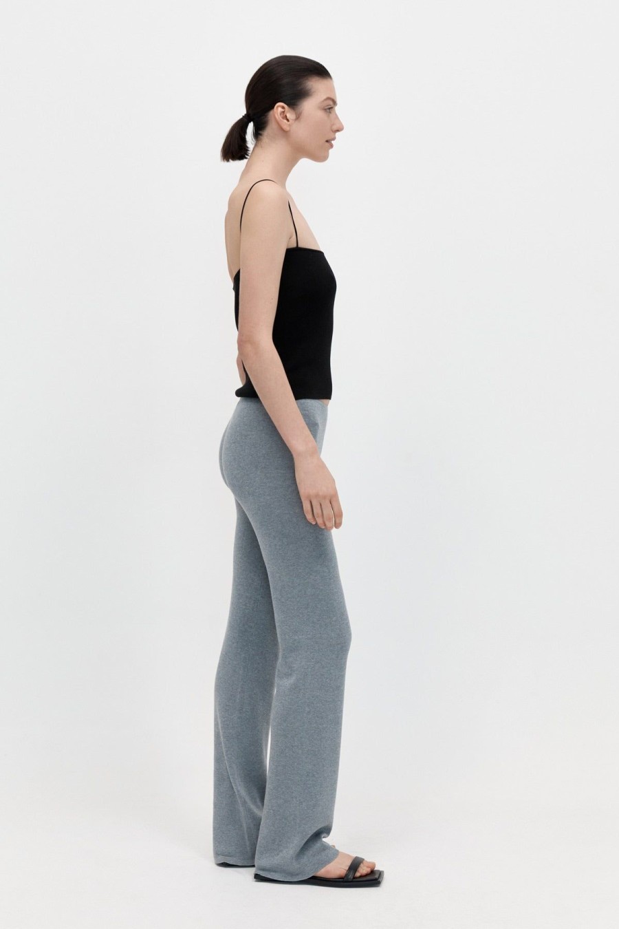 ST. AGNI Low Waist Knit Pants - Grey Marle | Knitwear