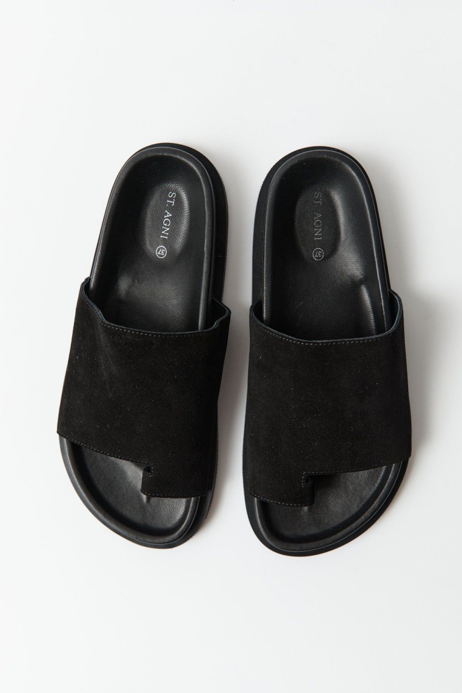 ST. AGNI Loe Suede Slide - Black | Uni