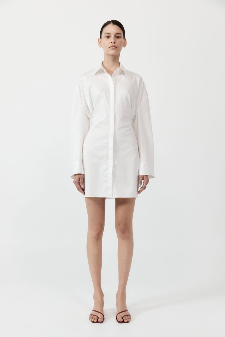 ST. AGNI Cotton Oversized Shirt Dress - White | Shirts