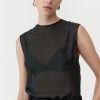 ST. AGNI Sheer Silk Gauze Top - Soot | Tops