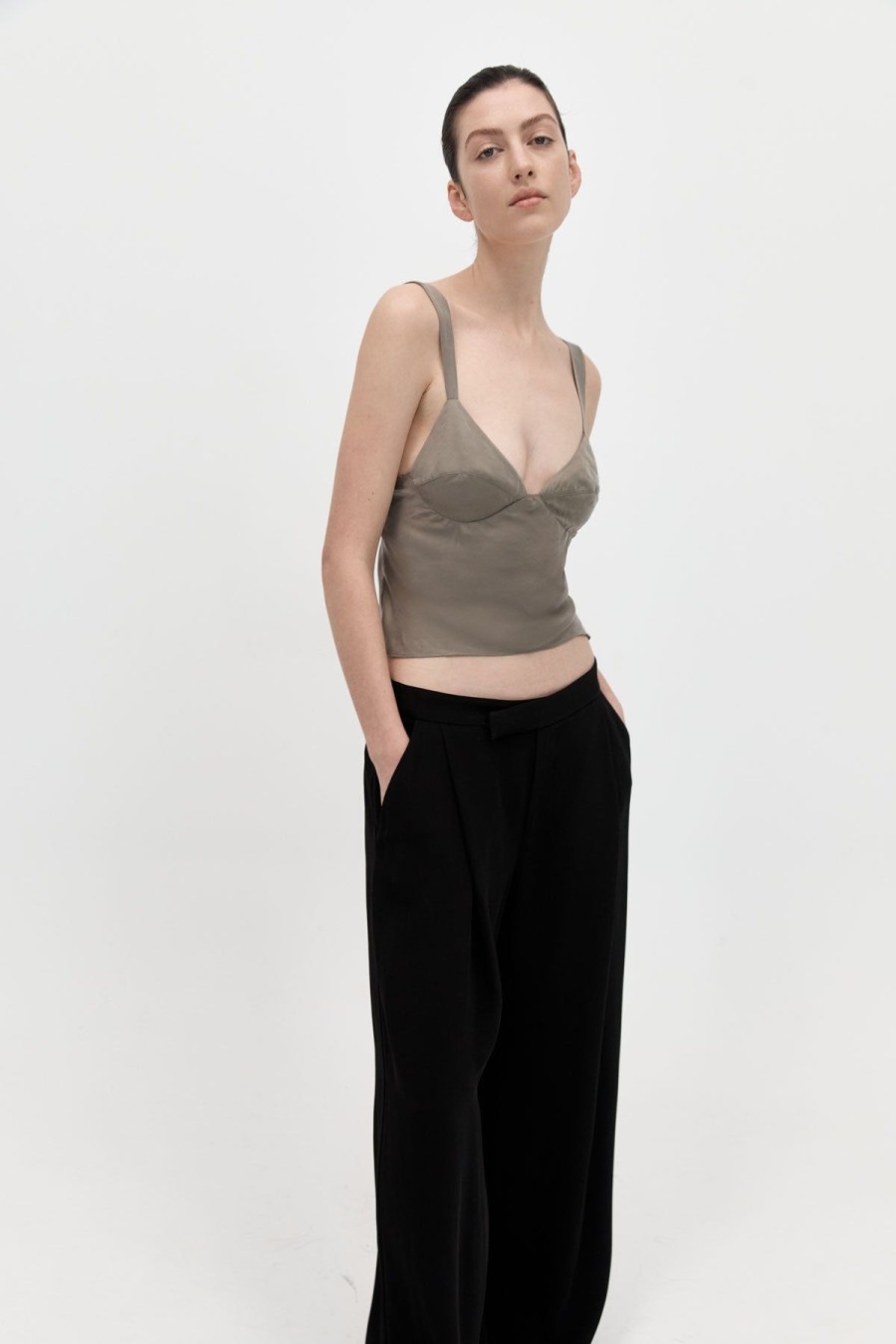 ST. AGNI Peignoir Camisole - Castor Grey | Tops