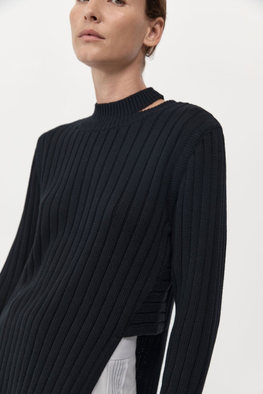 ST. AGNI Deconstructed Rib Knit Jumper - Black | Jumpers