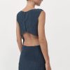 ST. AGNI Textured Open Back Mini Dress - Ink | Dresses