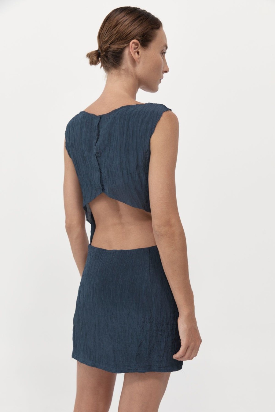 ST. AGNI Textured Open Back Mini Dress - Ink | Dresses