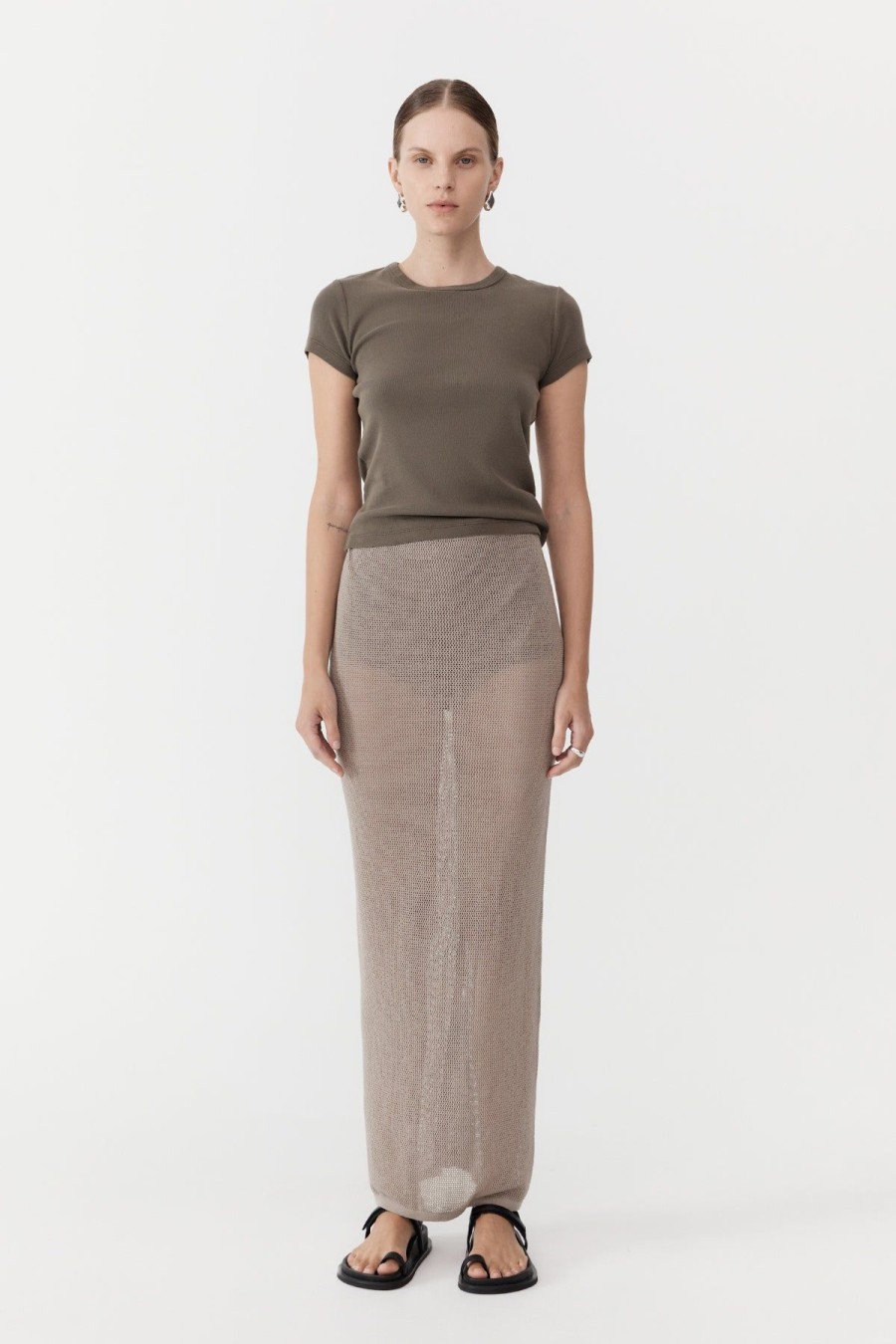 ST. AGNI Mesh Maxi Skirt - Fog | Skirts