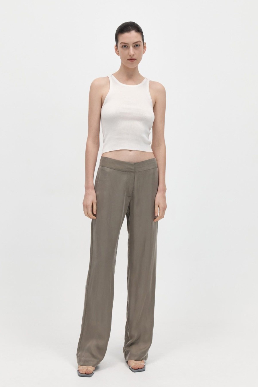 ST. AGNI Straight Leg Trousers - Castor Grey | Pants