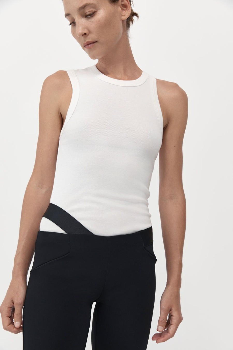 ST. AGNI Organic Cotton Asymmetric Tank - White | Basics