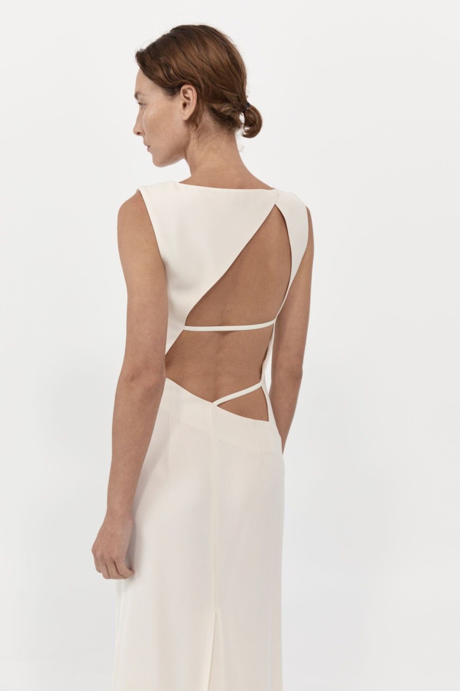 ST. AGNI Cut Out Midi Dress - Cool White | Tailoring