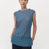 ST. AGNI Fine Pleat Knit Top - Steel Blue | Knitwear