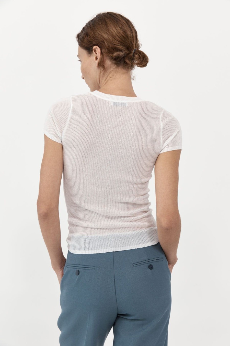 ST. AGNI Second Skin Knit Tee - White | Knitwear