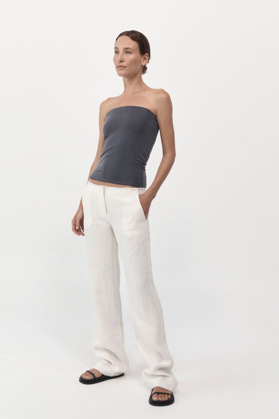 ST. AGNI Strapless Jersey Top - Graphite | Basics