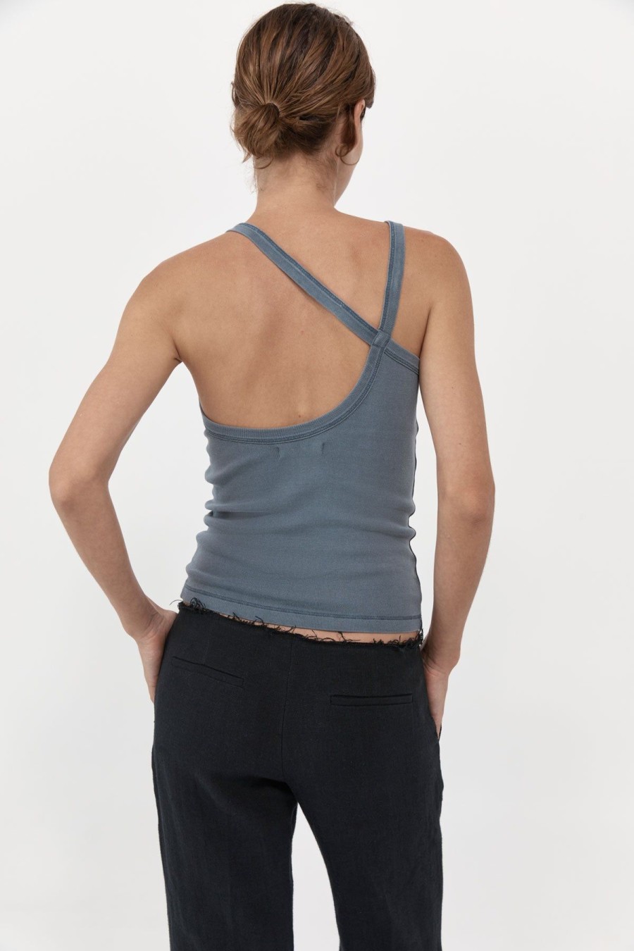 ST. AGNI Organic Cotton Abstract Singlet - Diesel Grey | Tops