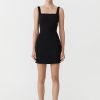 ST. AGNI Linen Square Neck Mini Dress - Black | Tailoring