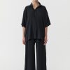 ST. AGNI Uni Silk Shirt - Washed Black | Tops