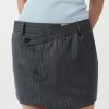 ST. AGNI Deconstructed Mini Skirt - Stone Blue Stripe | Tailoring