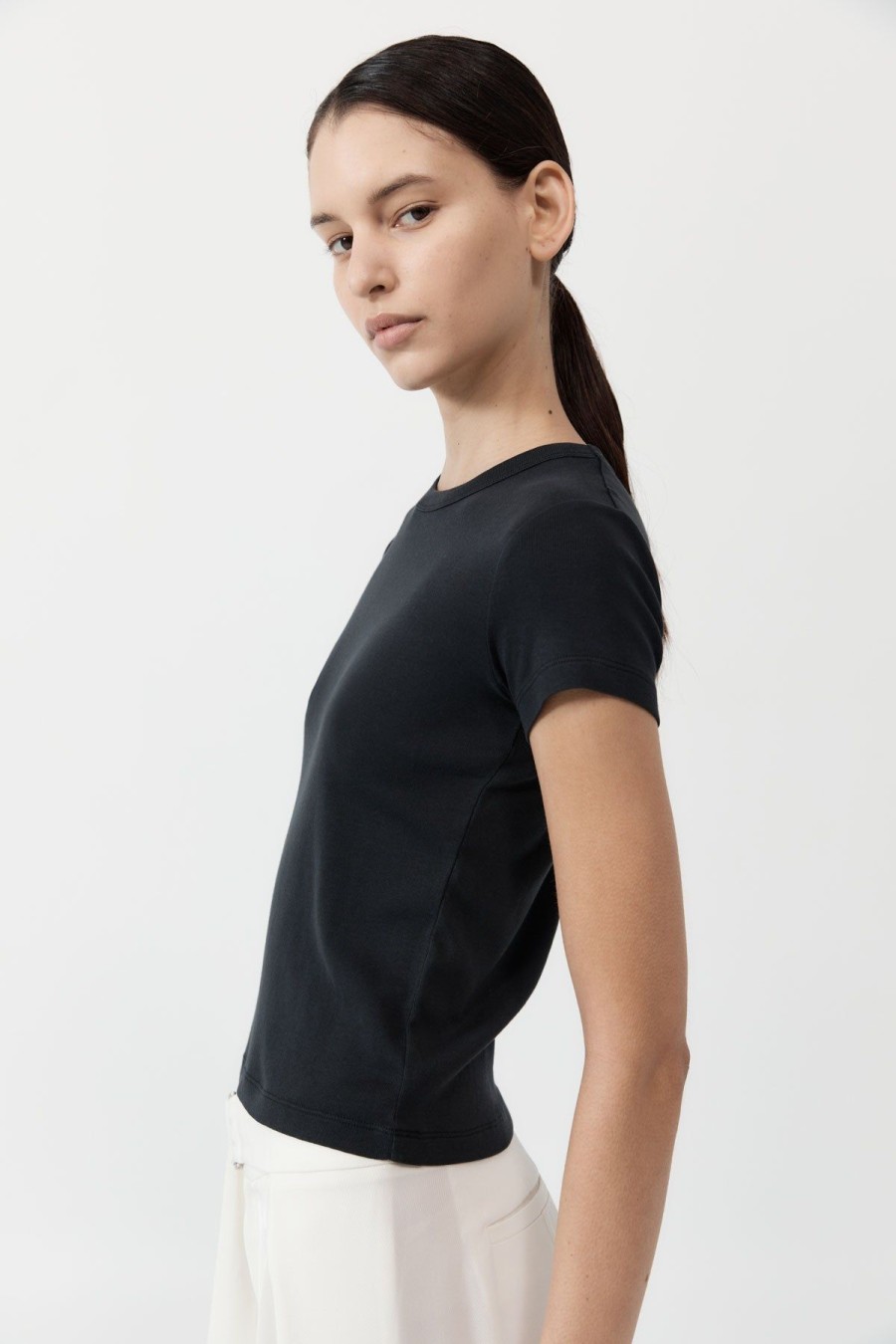 ST. AGNI Organic Cotton Baby Tee - Black | Tops