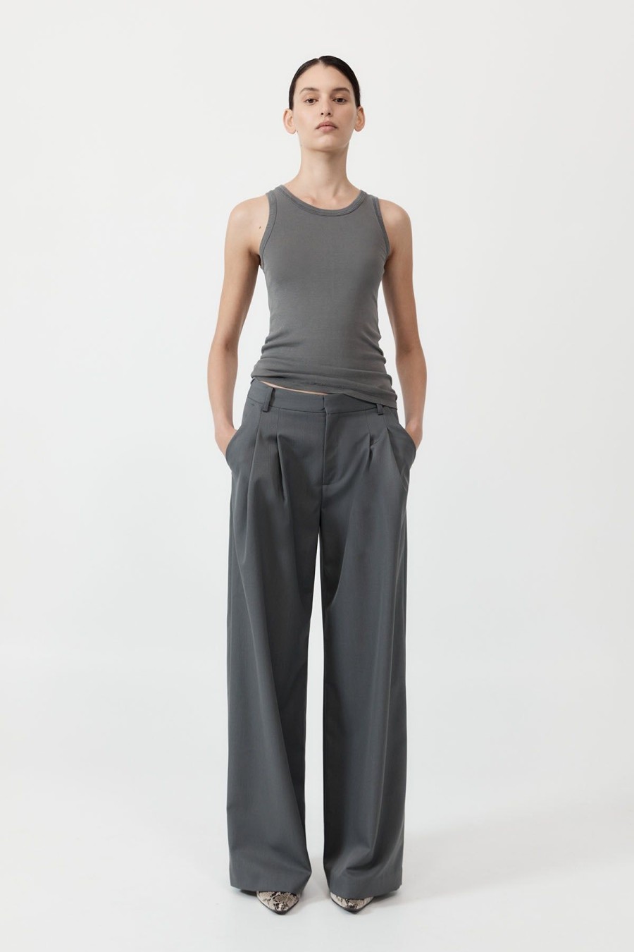 ST. AGNI Organic Cotton Singlet - Pewter Grey | Basics