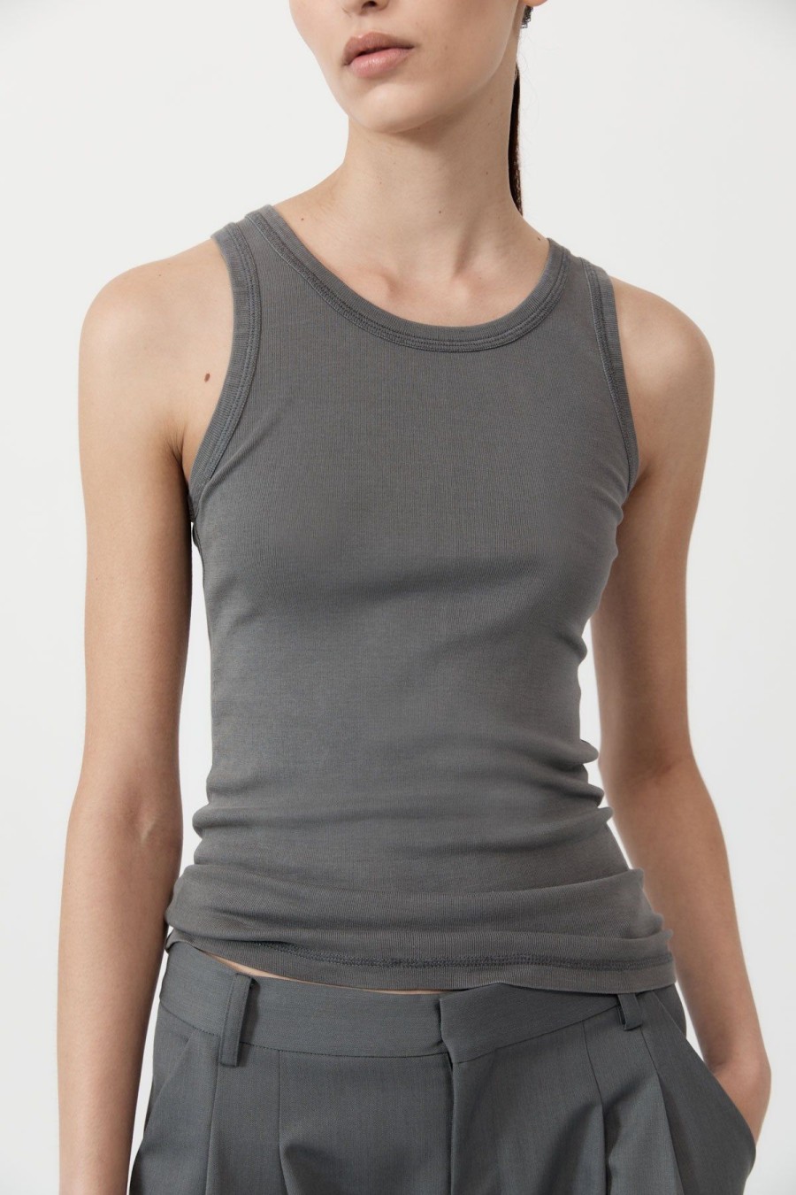 ST. AGNI Organic Cotton Singlet - Pewter Grey | Basics