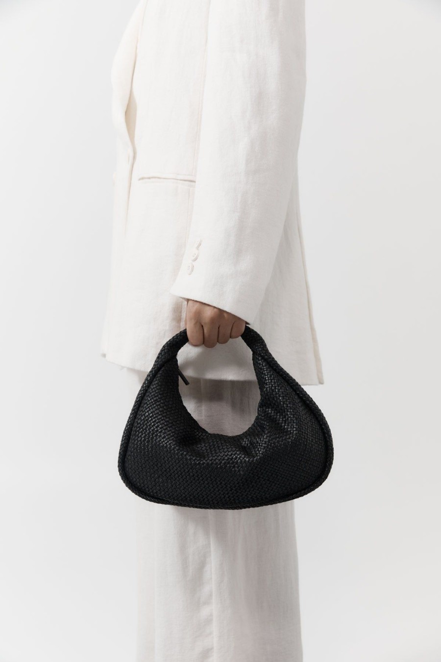 ST. AGNI Woven Bon Bon Bag - Black | Bags