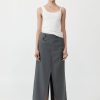 ST. AGNI Deconstructed Waist Maxi Skirt - Pewter Grey | Tailoring