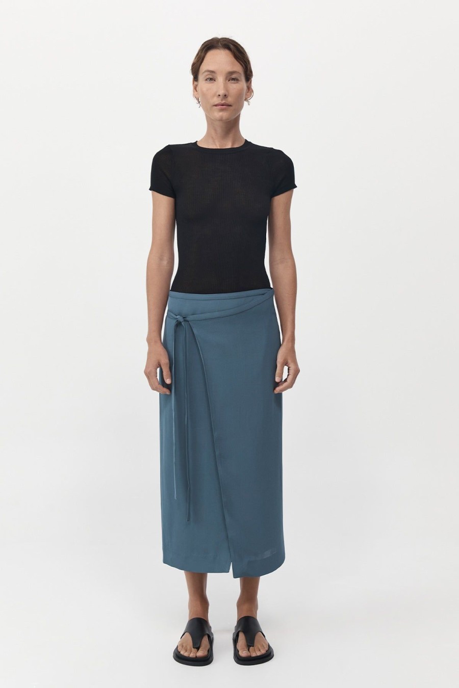 ST. AGNI Midi Wrap Skirt - Slate | Skirts