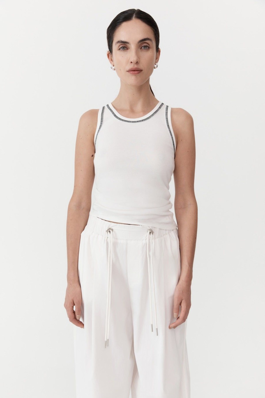 ST. AGNI Organic Cotton Singlet - White/Black | Singlets