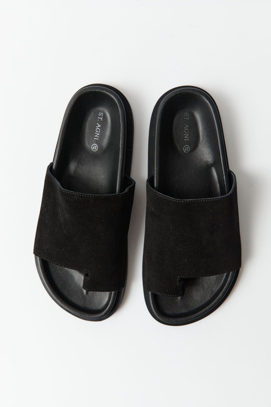 ST. AGNI Loe Suede Slide - Black | Slides