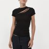 ST. AGNI Cut Out Knit Tee - Black | Knitwear