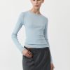 ST. AGNI Organic Cotton Long Sleeve Top - Stone Blue | Basics