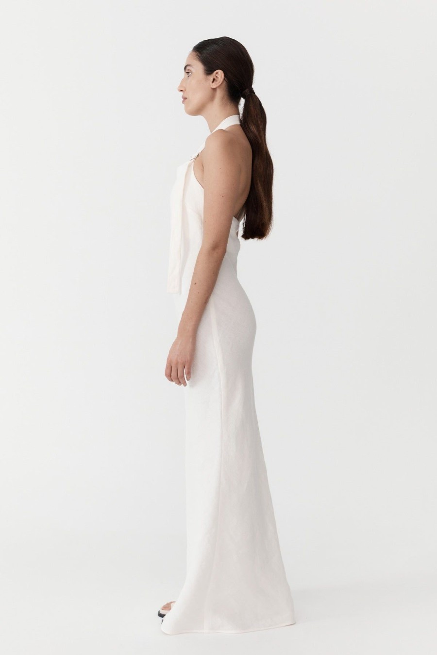 ST. AGNI Linen Bias Maxi Dress - Ivory | Tailoring