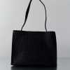 ST. AGNI Woven Minimal Mini Tote - Black | Bags