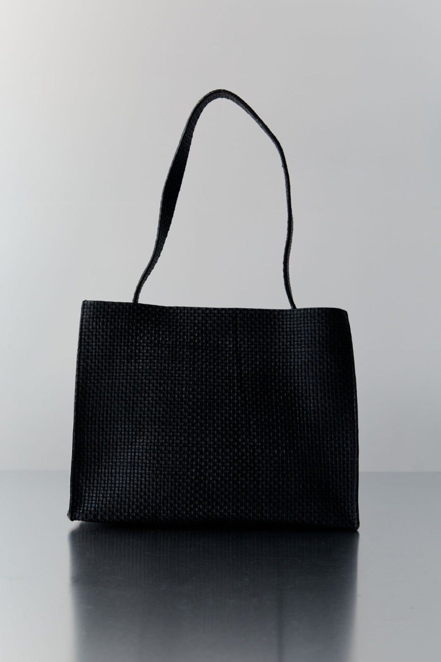 ST. AGNI Woven Minimal Mini Tote - Black | Bags