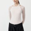 ST. AGNI Semi Sheer Loop Top - White | Knitwear