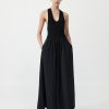 ST. AGNI Plunge Neck Dress - Black | Knitwear