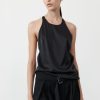 ST. AGNI Soft Silk Suspender Top - Black | Tops