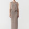 ST. AGNI Mesh Tuck Back Maxi Dress - Fog | Knitwear