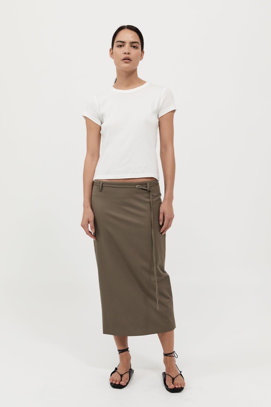 ST. AGNI Belted Pencil Skirt - Kelp | Skirts