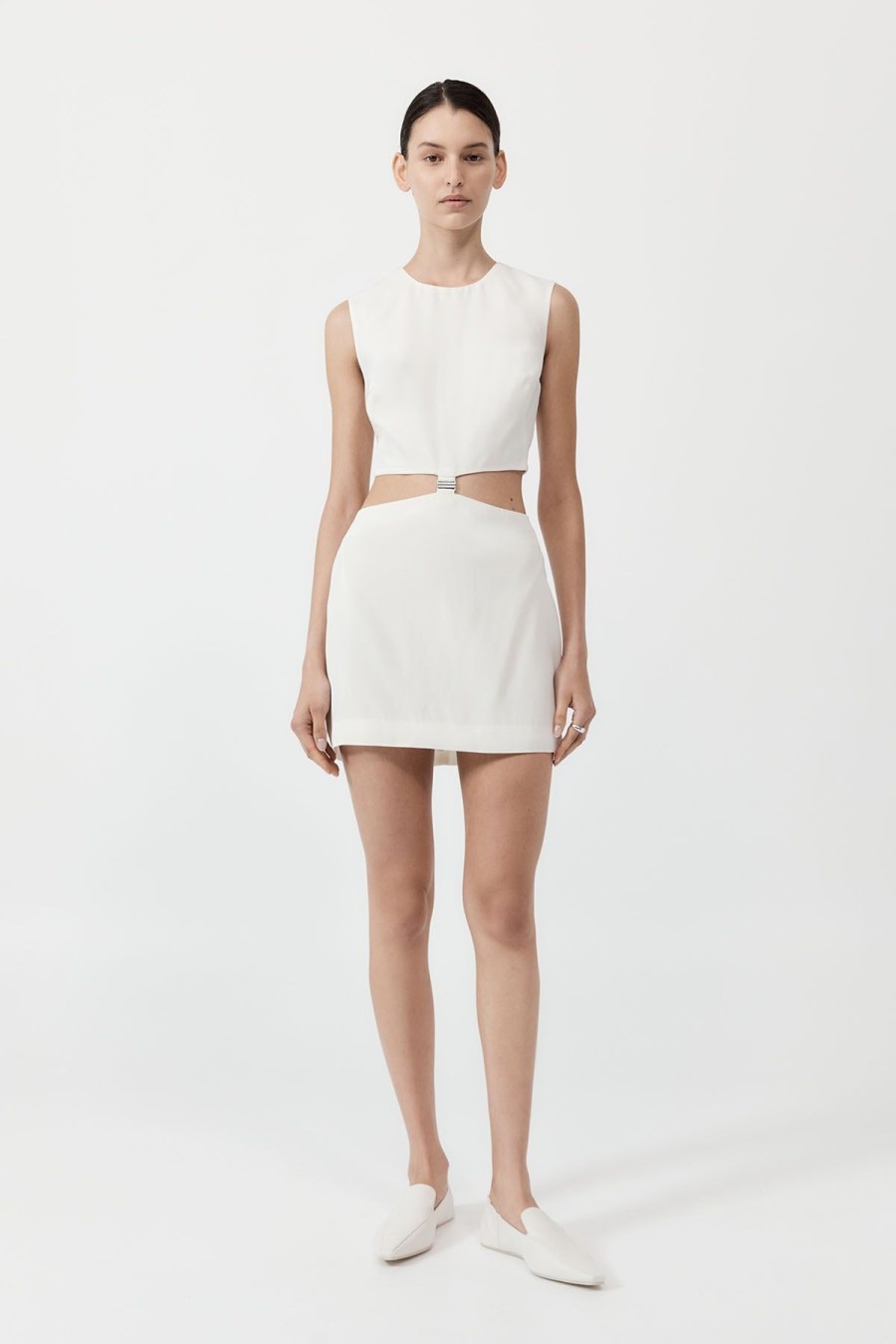 ST. AGNI Clip Buckle Mini Dress - Off White | Dresses