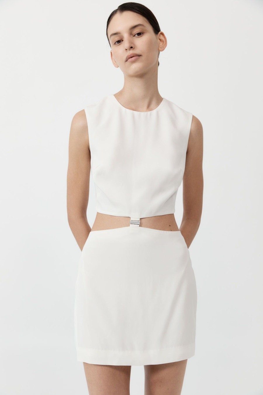 ST. AGNI Clip Buckle Mini Dress - Off White | Dresses