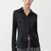 ST. AGNI Soft Silk Shirt - Black | Tops