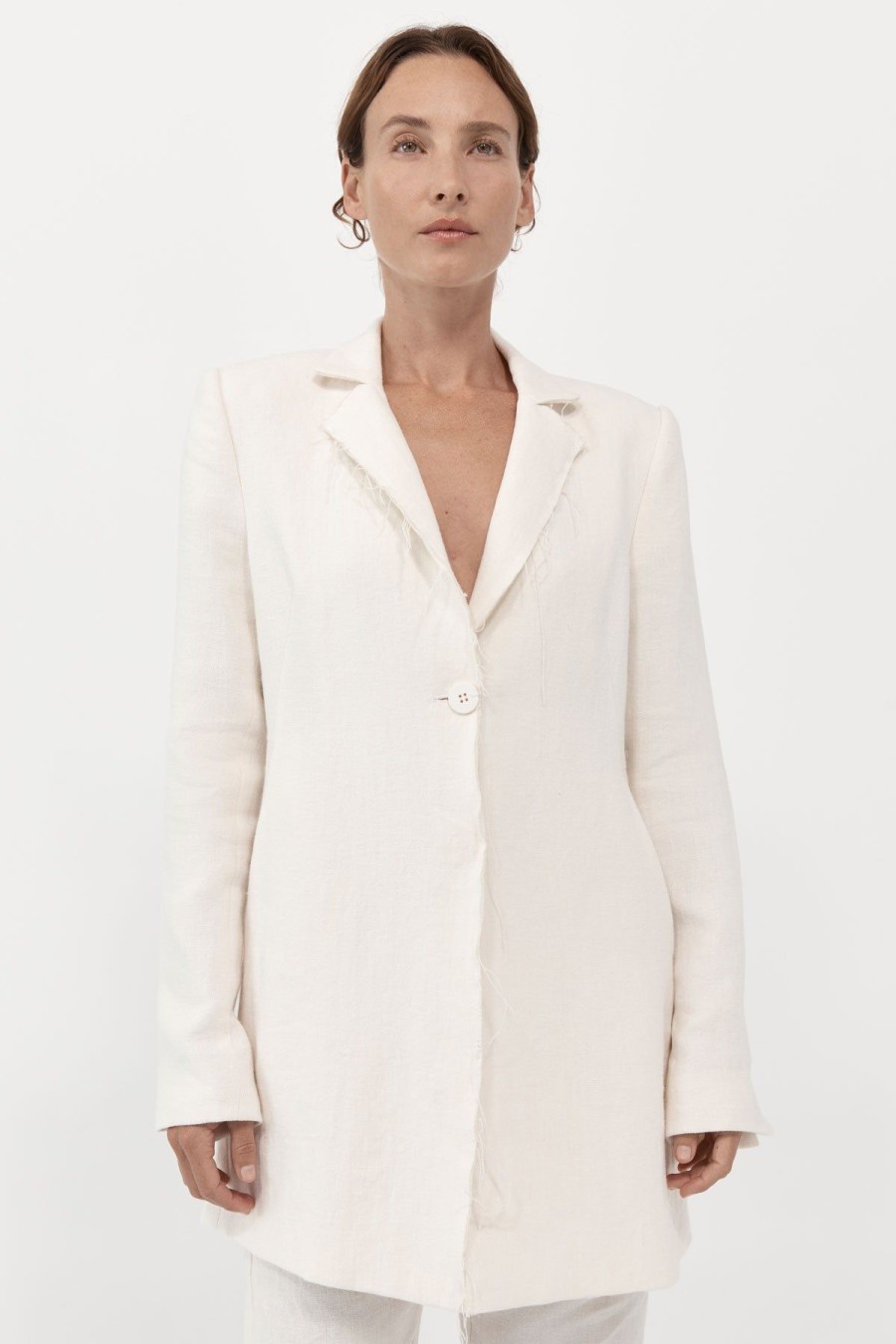 ST. AGNI Raw Edge Blazer - Ivory | Jackets